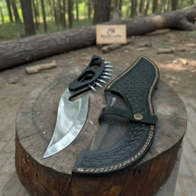 Load image into Gallery viewer, Handmade Persian-Inspired Hawkbill Knife with Black Micarta Handle Carbon Steel Blade