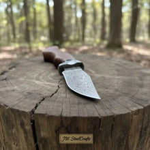 Load image into Gallery viewer, Handmade Damascus Drop Point Hunting Knife with Rose Wood Handle