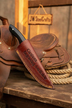 Load image into Gallery viewer, Damascus Field Knife 9” Blade Handmade Black Epoxy Resin Handle with Sheath