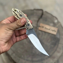 Load image into Gallery viewer, High Carbon Upswept Skinner Knife Fixed Blade Synthetic Stag Horn Handle Hunting Knife