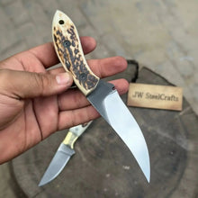 Load image into Gallery viewer, High Carbon Upswept Skinner Knife Fixed Blade Synthetic Stag Horn Handle Hunting Knife