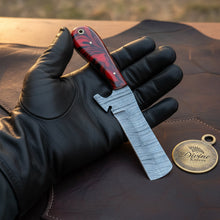 Load image into Gallery viewer, Crimson Razor Edge Bull Cutter Knife with Marbled Handle