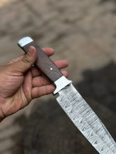 Load image into Gallery viewer, European Carving Knife Damascus Blade Wooden Handle Fixed Blade Tool