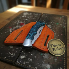 Load image into Gallery viewer, Teal Resin Lockback Pocket Knife with Carbon Steel Blade