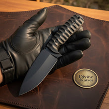 Load image into Gallery viewer, Sculpted Blackout Fixed Blade Knife with Black Coated Blade