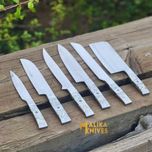 Load image into Gallery viewer, Malika Ultimate Kitchen Knife Set: Premium Black &amp; white Collection with Custom Leather Carrying Case -0205