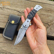 Load image into Gallery viewer, Custom Handmade Folding knife with Ram horn handle-0803