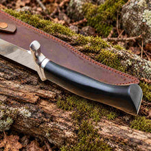 Load image into Gallery viewer, Handcrafted D2 Steel Bowie Knife with Micarta Handle and Leather Sheath