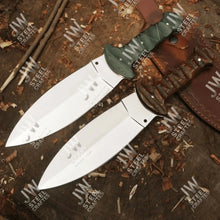 Load image into Gallery viewer, Handcrafted J2 Stainless Steel Boot Knife | Pakka Wood Handle | Leather Sheath | 13.5" Hunting Blade