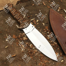 Load image into Gallery viewer, Handcrafted J2 Stainless Steel Boot Knife | Pakka Wood Handle | Leather Sheath | 13.5" Hunting Blade