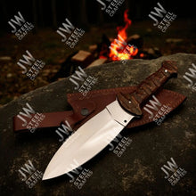 Load image into Gallery viewer, Handcrafted J2 Stainless Steel Boot Knife | Pakka Wood Handle | Leather Sheath | 13.5" Hunting Blade