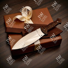 Load image into Gallery viewer, Handcrafted J2 Stainless Steel Boot Knife | Pakka Wood Handle | Leather Sheath | 13.5" Hunting Blade