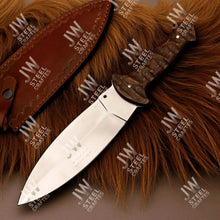 Load image into Gallery viewer, Handcrafted J2 Stainless Steel Boot Knife | Pakka Wood Handle | Leather Sheath | 13.5" Hunting Blade