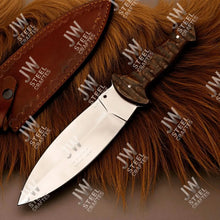 Load image into Gallery viewer, Handcrafted J2 Stainless Steel Boot Knife | Pakka Wood Handle | Leather Sheath | 13.5" Hunting Blade