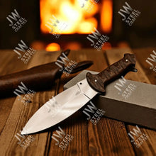 Load image into Gallery viewer, Handcrafted J2 Stainless Steel Boot Knife | Pakka Wood Handle | Leather Sheath | 13.5" Hunting Blade