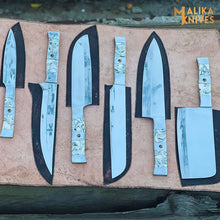 Load image into Gallery viewer, Malika Ultimate Kitchen Knife Set: Premium Black &amp; white Collection with Custom Leather Carrying Case -0205