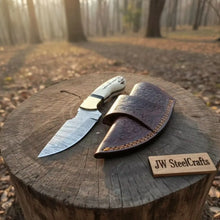 Load image into Gallery viewer, Handmade Damascus Drop Point Skinner Knife with Synthetic Stag Handle