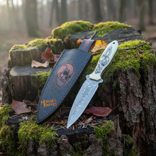 Load image into Gallery viewer, Custom Hunting Dagger Knife – Skull Engraved Camel Bone Handle