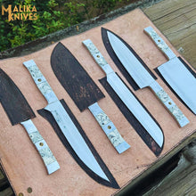 Load image into Gallery viewer, Malika Ultimate Kitchen Knife Set: Premium Black &amp; white Collection with Custom Leather Carrying Case -0205