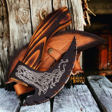 Load image into Gallery viewer, Handforged Viking Pizza Cutter Axe with Leather Sheath-1302