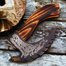 Load image into Gallery viewer, Handforged Viking Pizza Cutter Axe with Leather Sheath-1302