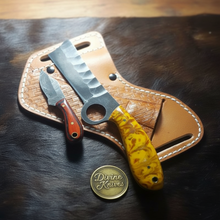 Load image into Gallery viewer, Yellow Resin Bull Cutter Knife Set for Ranch Chores and Gifting