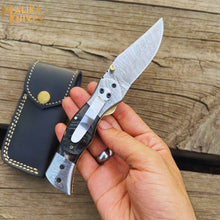 Load image into Gallery viewer, Custom Handmade Folding knife with Ram horn handle-0803