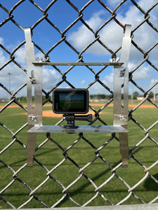 Stainless Steel Game Frame - The Ultimate Cell Phone, GoPro or Mevo Action Camera Fence Mount for Chain Link Fence (Softball, Baseball, Tennis) Made In USA