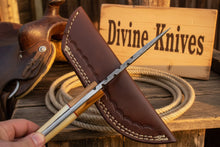 Load image into Gallery viewer, Bone and Wood Accent Damascus Knife Built for Field Dressing