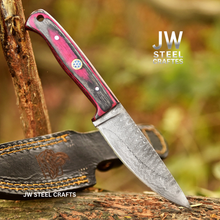 Load image into Gallery viewer, Twilight Resin Bushcraft Knife 8" Pink &amp; Blue Pakka Wood Handle | JW SteelCrafts