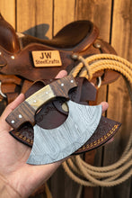 Load image into Gallery viewer, Custom Ulu Knife Damascus Steel Blade Efficient Kitchen Knife