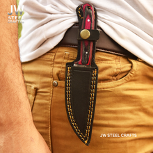 Load image into Gallery viewer, Twilight Resin Bushcraft Knife 8" Pink &amp; Blue Pakka Wood Handle | JW SteelCrafts