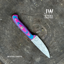 Load image into Gallery viewer, Twilight Resin Bushcraft Knife 8" Pink &amp; Blue Pakka Wood Handle | JW SteelCrafts