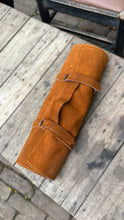 Load image into Gallery viewer, 9-Piece Damascus Kitchen Knife Set with Leather Roll and Blue Pakka Wood Handles