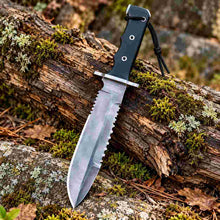 Load image into Gallery viewer, Hand Forged 5160 Spring Steel Bowie Knife with Black Micarta Handle