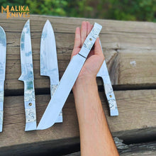 Load image into Gallery viewer, Malika Ultimate Kitchen Knife Set: Premium Black &amp; white Collection with Custom Leather Carrying Case -0205