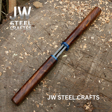 Load image into Gallery viewer, 3-Piece Handmade Knife Set — 5-Inch Damascus Utility Blades with Rosewood Handles &amp; Interlocking Scabbard