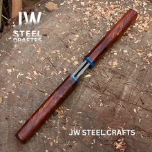 Load image into Gallery viewer, 3-Piece Handmade Knife Set — 5-Inch Damascus Utility Blades with Rosewood Handles &amp; Interlocking Scabbard