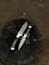 Load image into Gallery viewer, 3-Piece Handmade Steel Kitchen &amp; Outdoor Utility Knife Set – Dark Wood Handles