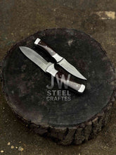Load image into Gallery viewer, 3-Piece Handmade Steel Kitchen &amp; Outdoor Utility Knife Set – Dark Wood Handles