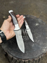 Load image into Gallery viewer, 3-Piece Handmade Steel Kitchen &amp; Outdoor Utility Knife Set – Dark Wood Handles
