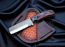 Load image into Gallery viewer, Multicolor Pakkawood Rasp Bull Cutter Knife With Full Tang Blade