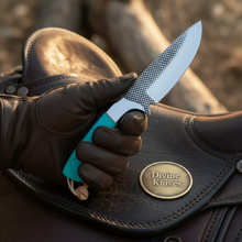 Load image into Gallery viewer, Turquoise Stone Skinner Knife with Cross-Hatch Blade for Hunters and Outdoor Users
