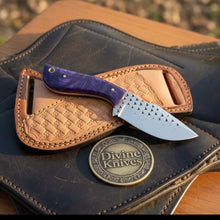 Load image into Gallery viewer, Purple Swirl Resin Rasp Cowboy Knife with Marbled Purple Handle
