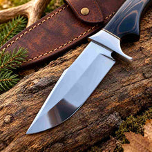Load image into Gallery viewer, Custom D2 Steel Hunting Knife with Exotic Wood Handle and Leather Sheath