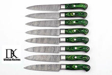 Load image into Gallery viewer, 8 Pc's Steak Knives Set. Matching to 1081 Set Green Pakka Wood Handle DK-0233