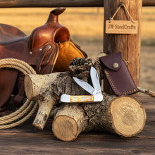 Load image into Gallery viewer, Double Blade Trapper Knife with Bone Handle, Folding Pocket Knife
