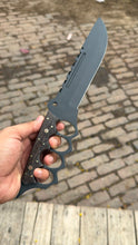 Load image into Gallery viewer, Knuckle Handle Tactical Knife Acid Etched Drop Point Fixed Blade