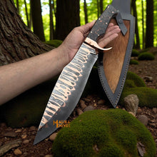 Load image into Gallery viewer, Copper Damascus Bowie Knife | Carbon Fiber Handle