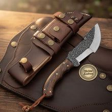 Load image into Gallery viewer, Rosewood Hammer Forged Gut Hook Tracker with Heavy Textured Blade